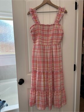 As U Wish Pink Plaid Tiered Sundress